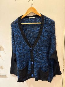 Blue & Black Knit Imported Cardigan
