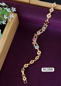 Elegant Gold-Tone Gemstone Bracelet