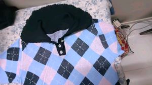 Corset Baby Pink And Purple Argyle Knit Polo Top