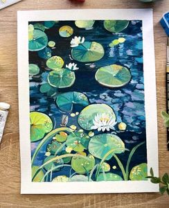 White Lilies On Pond