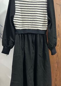 Striped Knit &amp; Black Dress