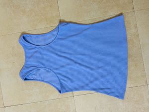 Blue Striped Ribbed Tank &amp; Shorts Set