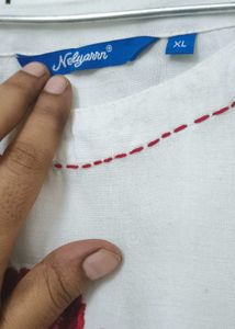 Nelyarrn White Pure Khadi Cotton A Line Kurta