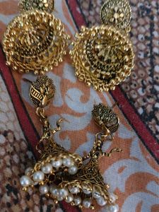 Golden Jhumka Earrings