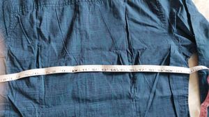 Mandarine Collar Blue Shirt