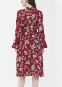 Cover Story Burgundy Floral Fit and Flare Dress