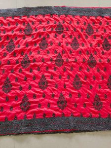 Red Embroidered Saree