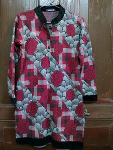 Woolen Beautiful Kurti Flower Print