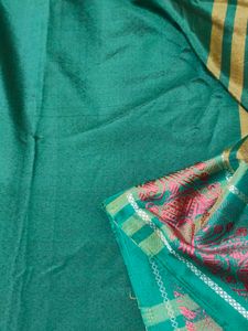 Green soft Saree with Peacock Border