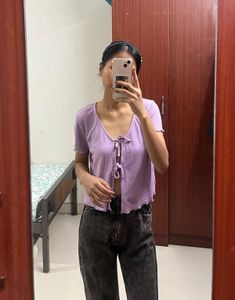Cute Purple Tie-Front Top Brand(Primark)