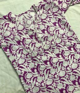 Purple Floral Short Kurta