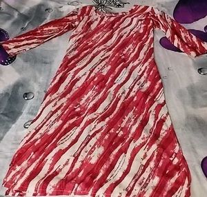 Red &amp; White Print Dress