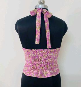 Pink Floral Halter Vest 🩷
