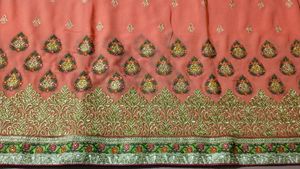 Heavy Peach Saree With Stitch Blouse