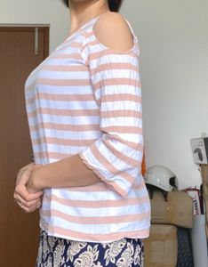 Fame Forever Beige Top With Side Cuts