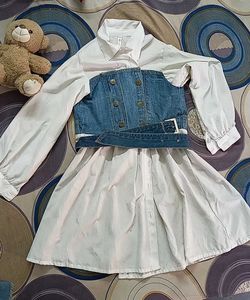 Denim & White Button-Up Dress