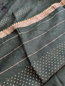 Dotted Green Saree With Sequence Work