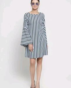 Striped Bell Sleeve Tunic Dress