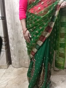 beautiful net saree with blouse