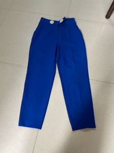 ZARA BLUE HIGH WAISTED TROUSERS