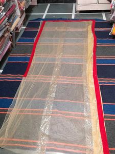Golden Net Saree For Women