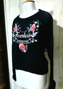 Black Floral 'Fearless' pullover size'46-48