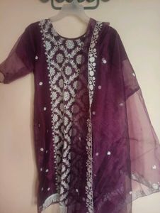 Organza  💜 Kurti With Pant Dupatta 💘