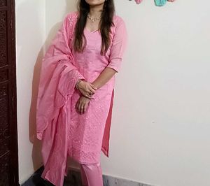 Baby Pink Mirror Work Festive Suit