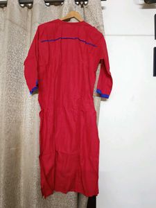 Red Embroidered Kurta