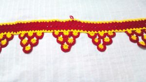 vibrant color crochet door hanging.