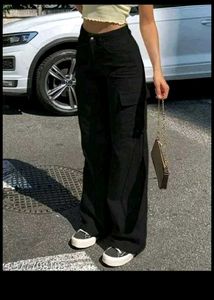 Black Wide Leg Cargo Pants
