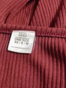 Maroon Ribbed top (S/M/L)