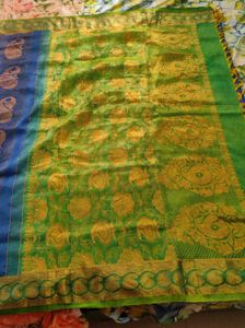 Royal Blue And Green Korvai Kanchipuram Silk Saree
