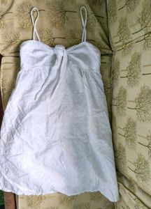 White Knot a Line Strap Dress
