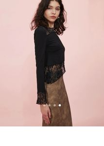 Asymmetrical black lace top