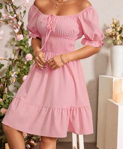 Pink Puff Sleeve Mini Dress💗