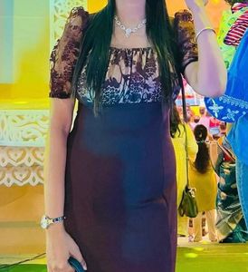 Dark Haze Clouding Lace Overlaid Bodycon dress