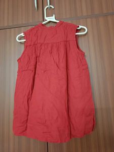 Cheery Red Ajio High Low Pattern Sleeveless Top