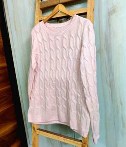 Light Pink Self Design Pullover Size-36-38