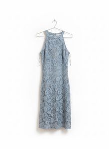 Blue Lace Halter Dress - Imported