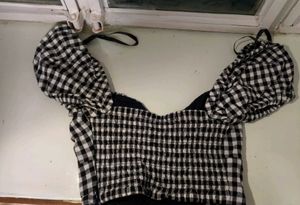 Gingham Ruffle Crop Top