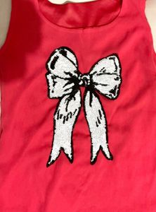 Red Sequin Bow Top