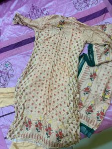 Peach Floral Print Kurta Set