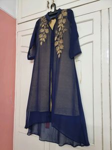 Georgette partywear with golden stone embroidery