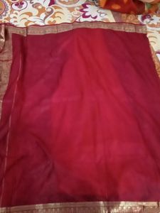 Maroon Mustard Banarasi Silk Saree With Petticoat