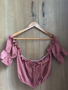 Pink Ruffle Crop Top