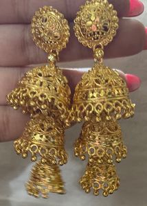 Golden Three Layered Jhumka