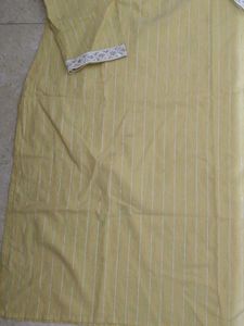 Yellow Kurta Work On Yoke