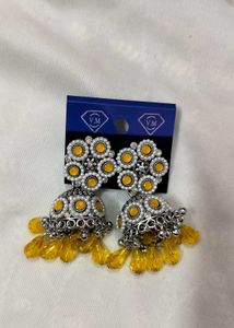 Yellow Jhumka Earrings