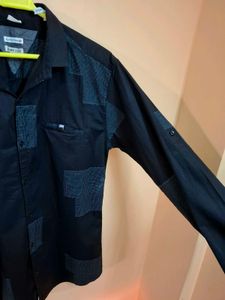 Black Shirt With Grey Patchwork (Long Sleeves)